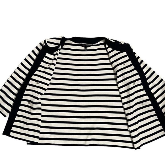 Ming Wang Women's PM Navy Blue White Striped Knit Cardigan Petite Nautical Sail - Picture 10 of 13